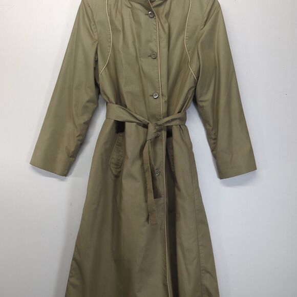 London Fog Maincoats Trench Coat Zip Out Quilt Green/Khaki 10 Regular VTG USA - Picture 2 of 13
